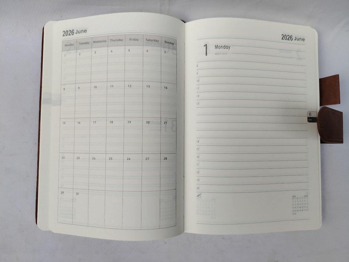 Agenda 2026 en cuir brun