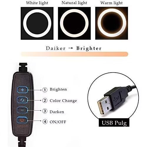 Phone Holder Stand with Ring Light - Adjustable & Portable