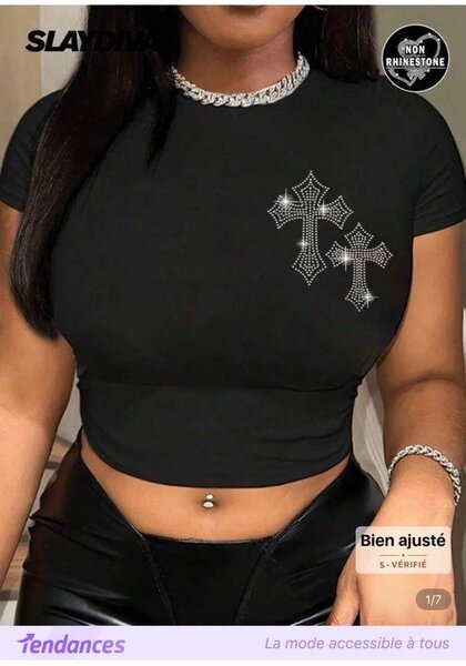 T-shirt croix strass