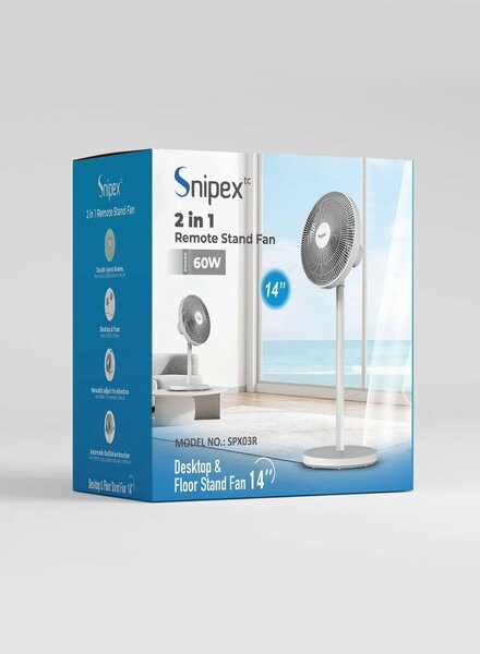 14" 60W 2 IN 1 FLOOR & DESKTOP STAND FAN.