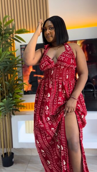 Robe longue ethnique rouge