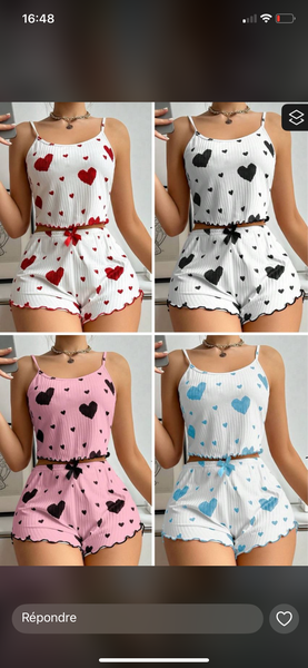 Pyjama Femme Cœur Satin