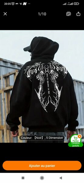 Sweat à Capuche Graphique Noir