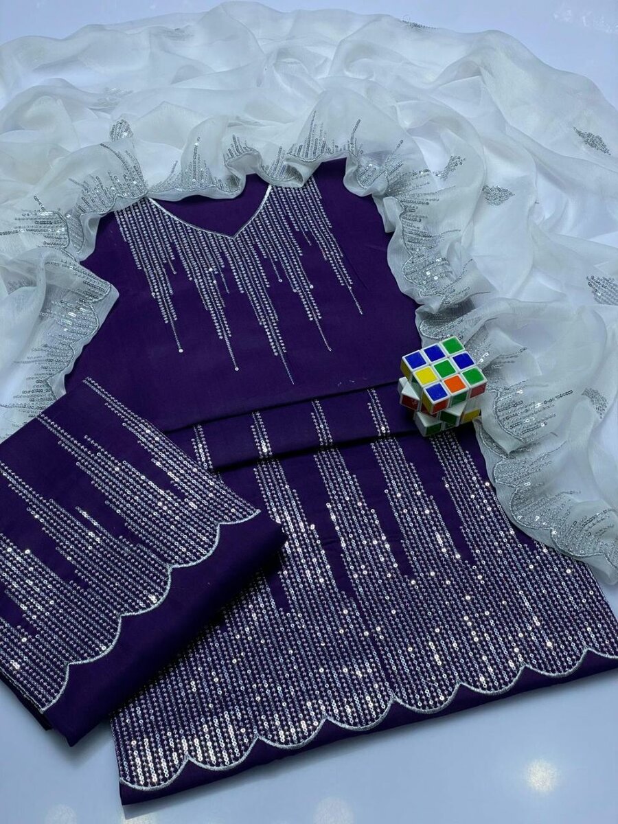 Eid collection women unstitched zari tilla suit