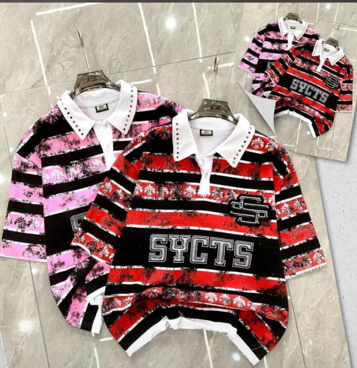 Polo rugby rayé graphique