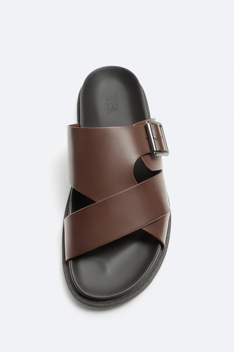 Sandales en cuir marron homme