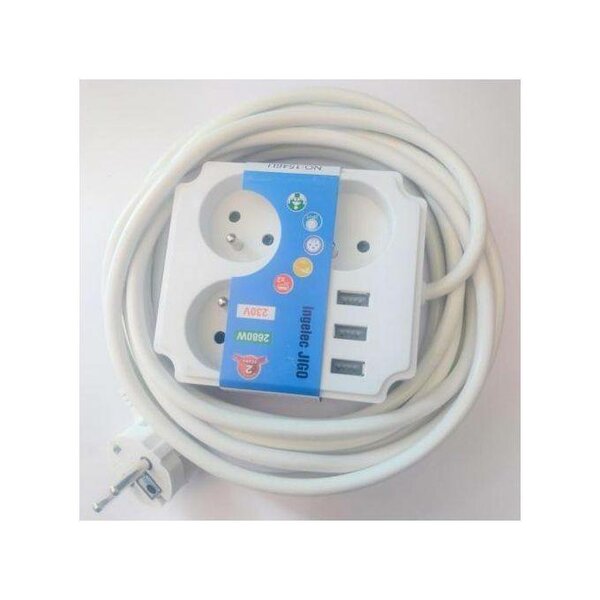 Multiprise / Rallonge - 3 Prises et 3 Ports USB - 5M