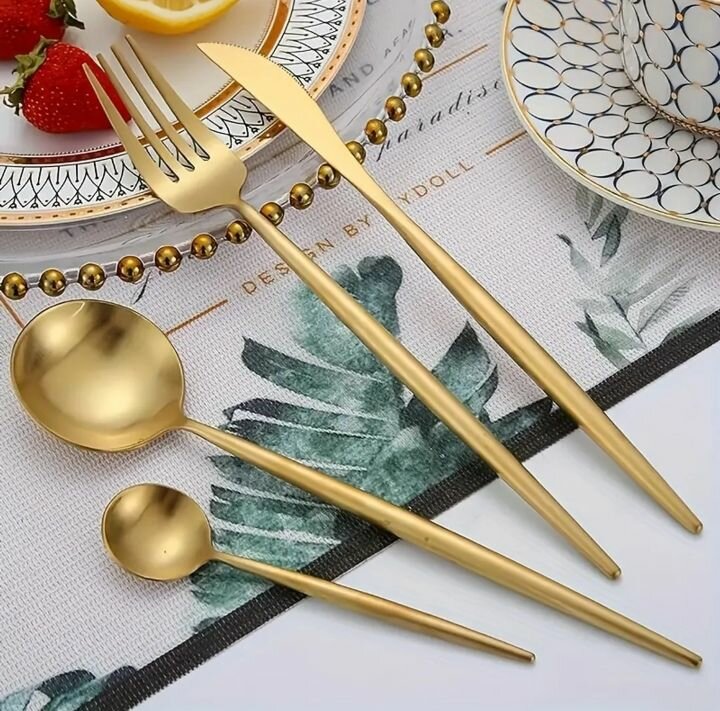 Portuguese tableware Set of Golden Stainless Steel