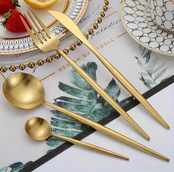 Portuguese tableware Set of Golden Stainless Steel