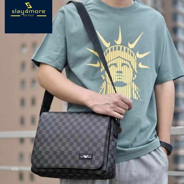 Classic Checkered Messenger Bag