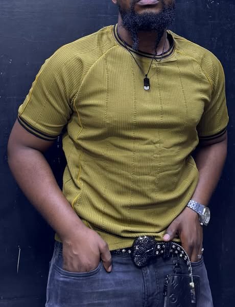 yellow men's t-shirt