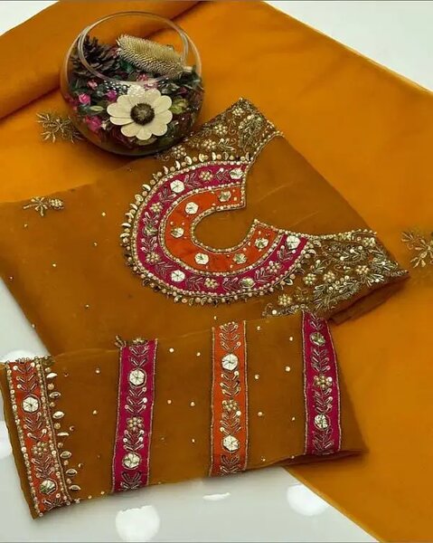 Beautiful organza unstitched dress