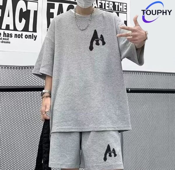 Sports Short Sleeve T-Shirt & Shorts Set - 2 Piece - Grey