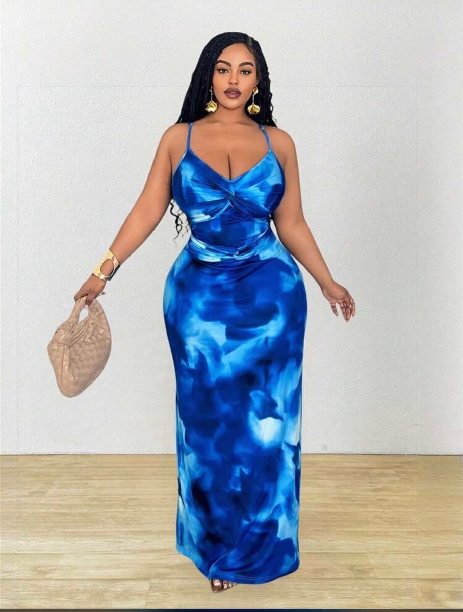 Robe longue bleue élégante