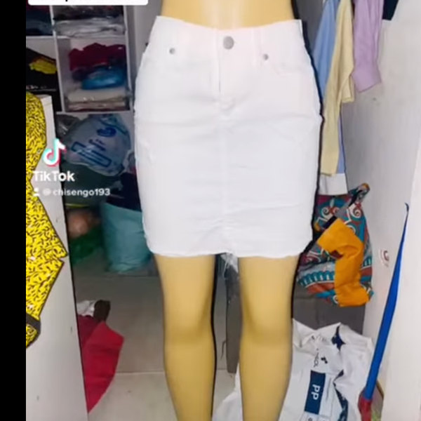 White denim mini skirt