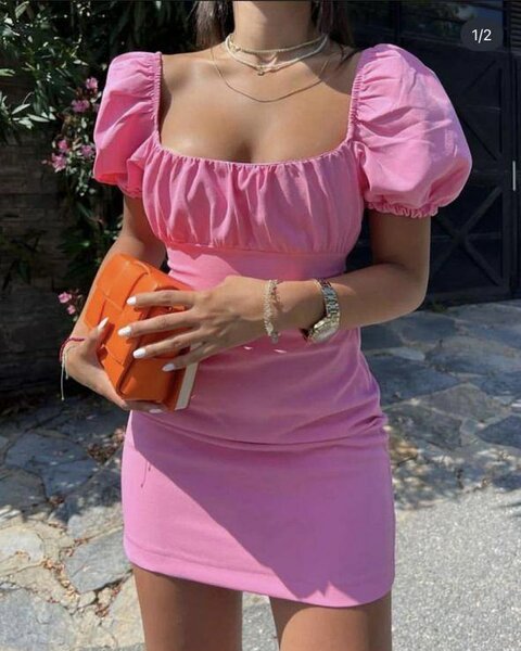 Robe en lin manches bouffantes