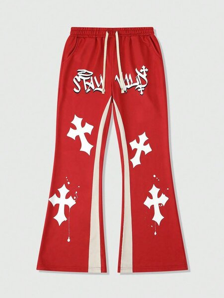 Pantalon rouge graphique streetwear