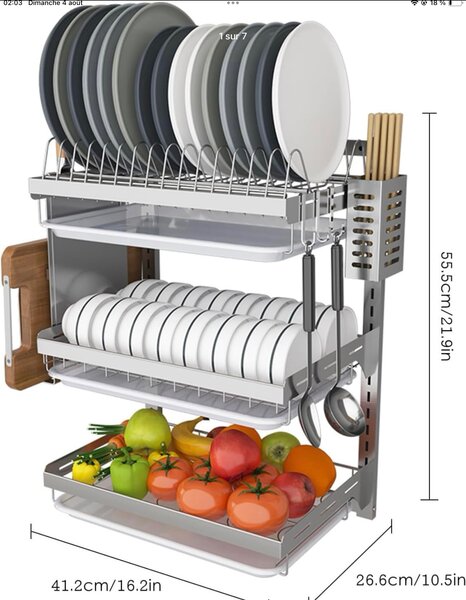 Égouttoir à Vaisselle en Acier Inoxydable, antirouille pour