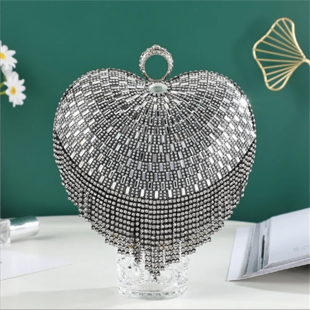 Sac à main cœur strassé