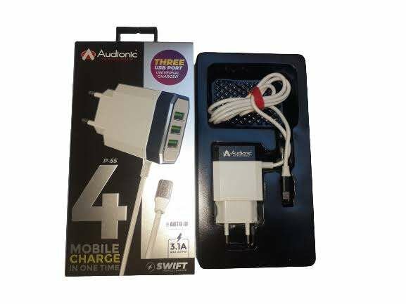 Audionic P-55 charger with Android cable Triple Port QC 3.1