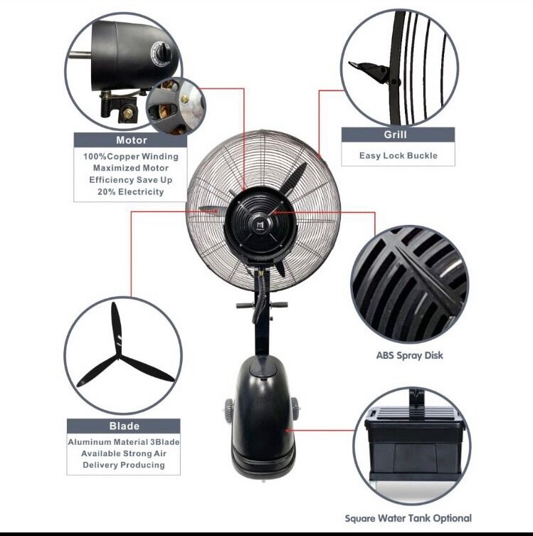 Summer Air coolers 26 inches industrial  Mist standing Fan