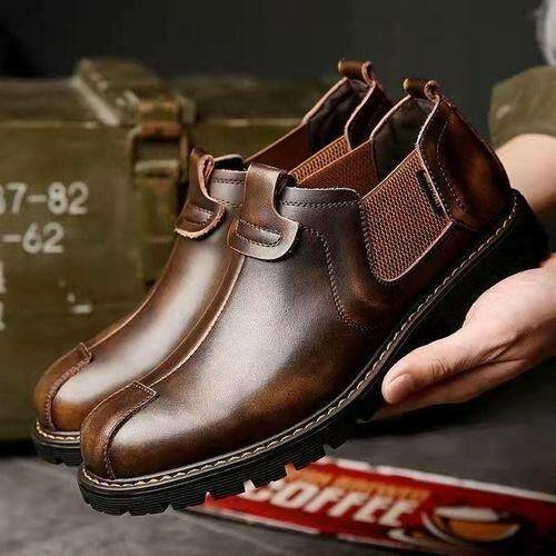 Chaussures en cuir marron homme