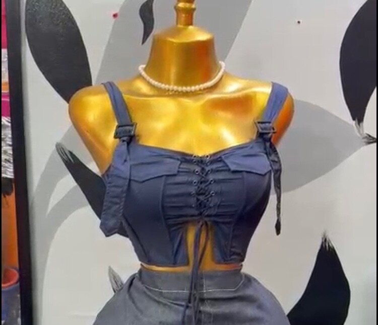 Top court bleu style corset