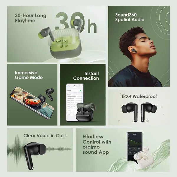 Oraimo SpaceBuds Neo Sound360 30-hour Playtime Wireless Earb