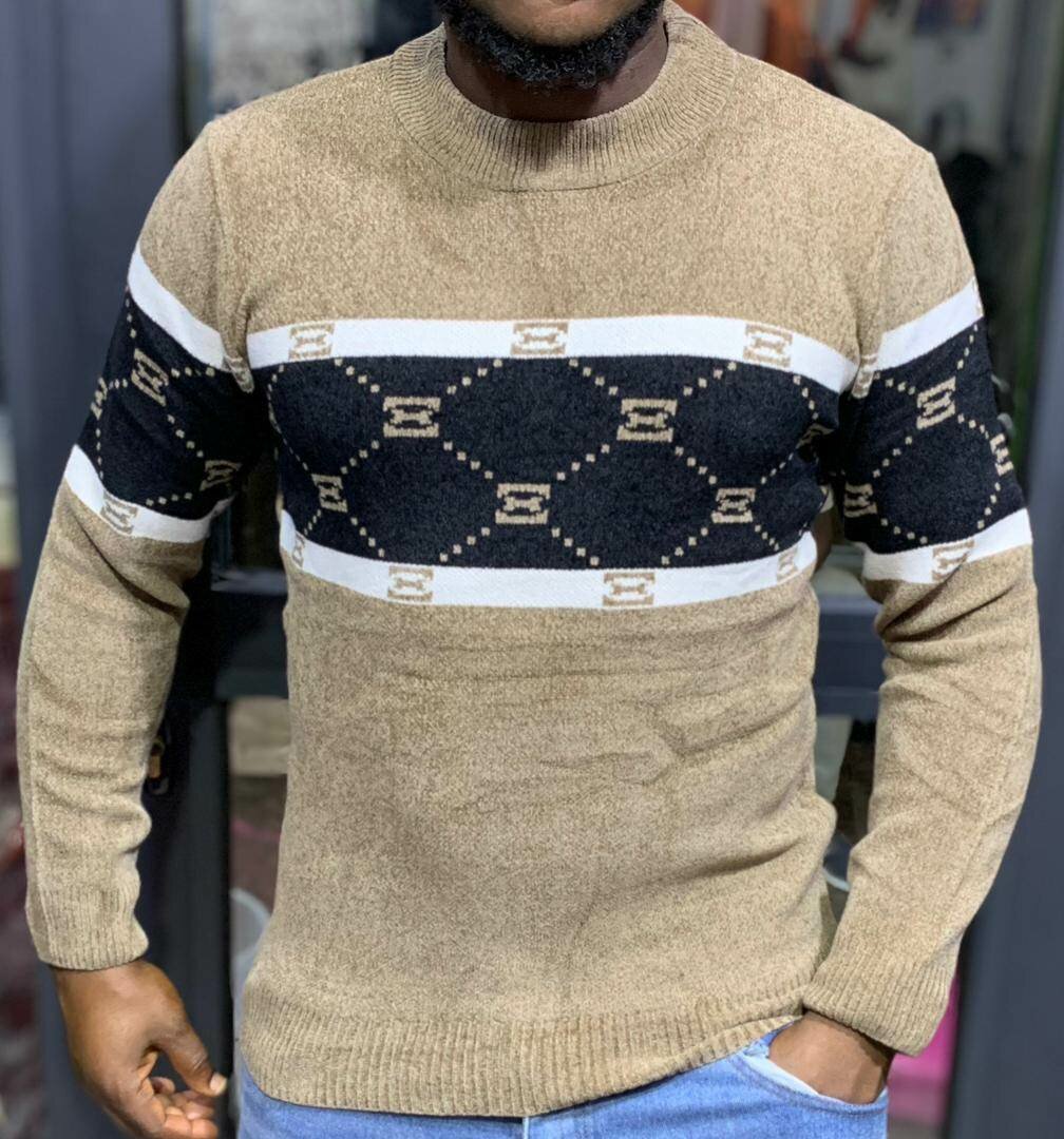 Pull tricoté motif géométrique