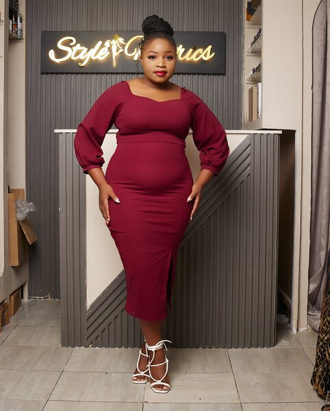 Women's Burgundy Fitted Dress