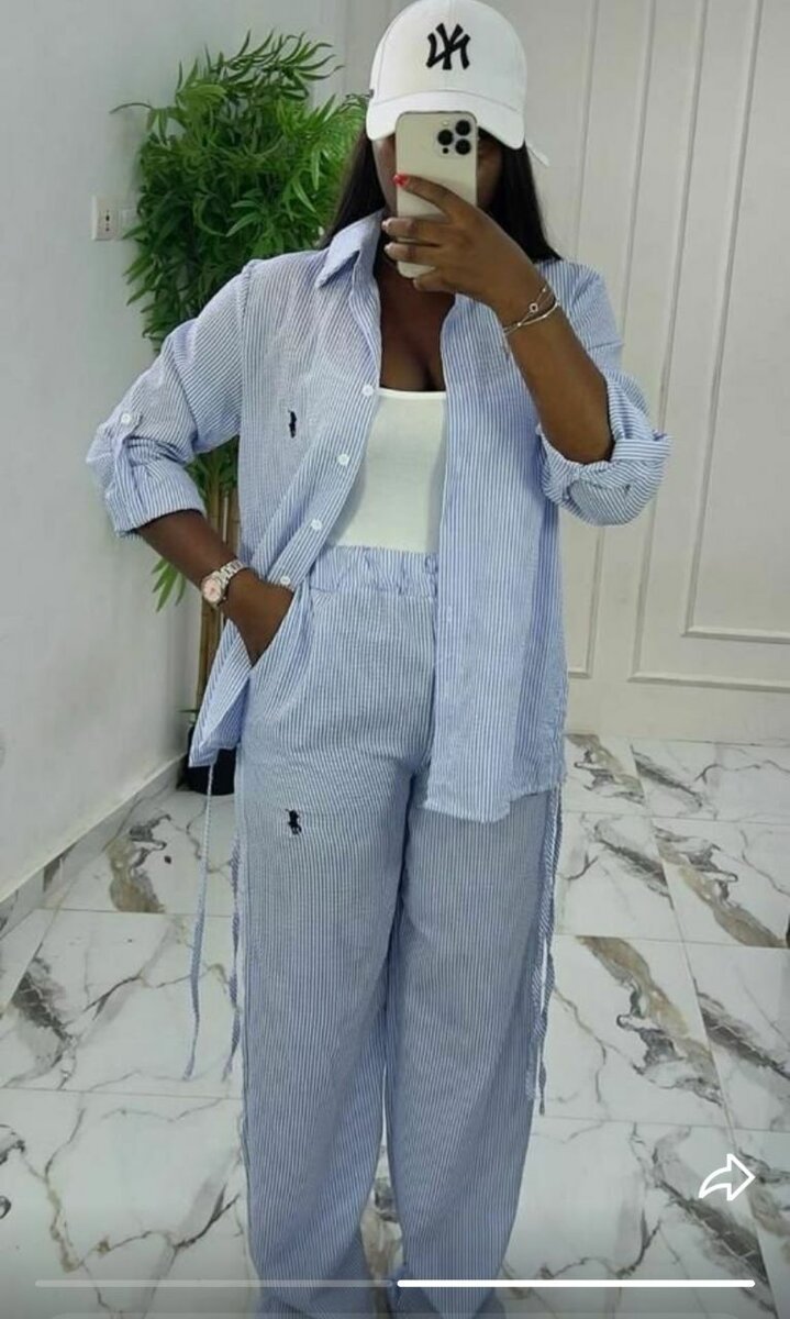 Ensemble casual rayé femme