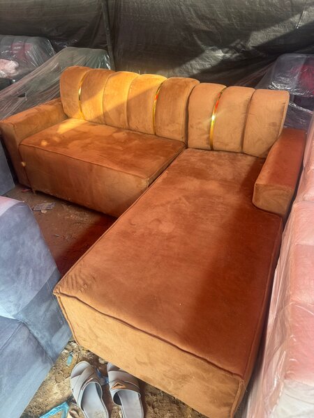 Canapé d'angle en velours marron