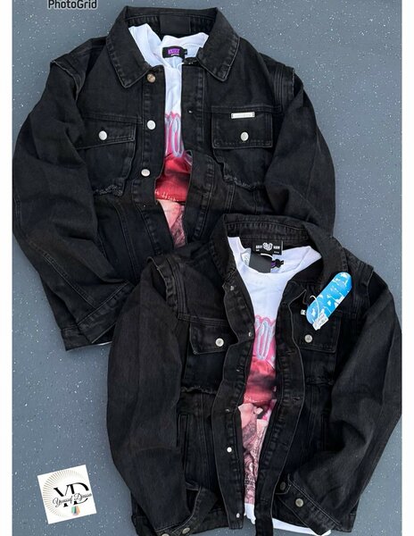 Veste en denim noir unisexe