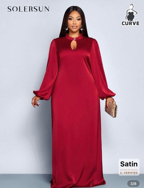 Robe longue satinée rouge
