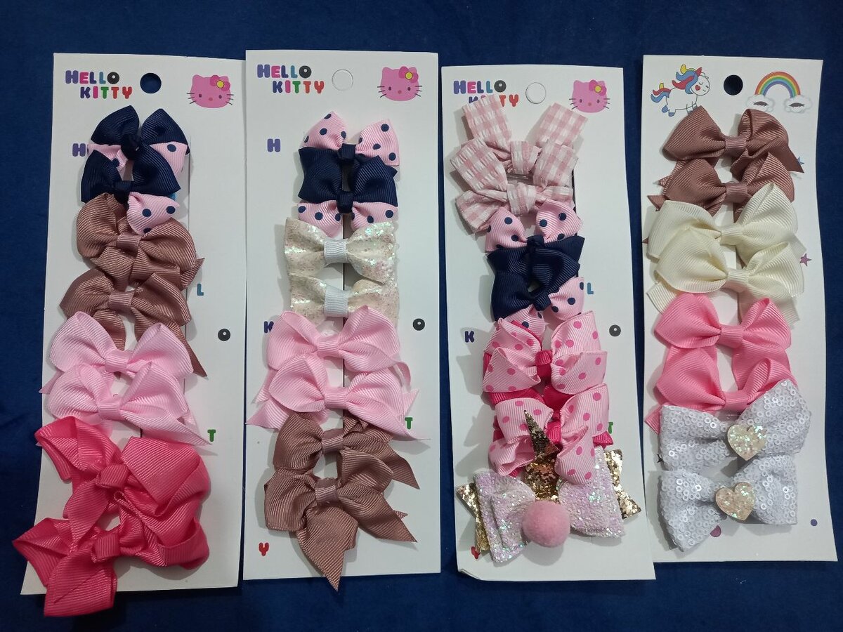 Hair bow clips (1 pack 8 ribbon hair bow clips)