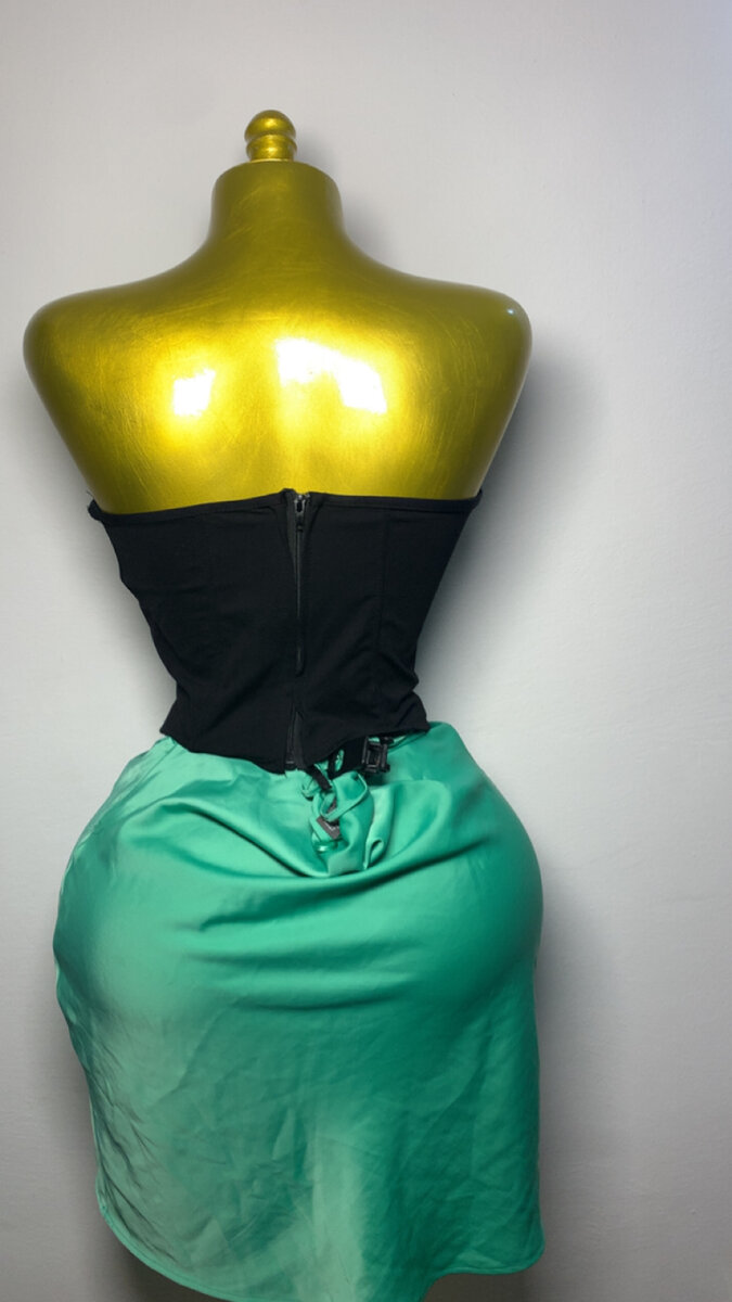 Robe bustier noir et vert