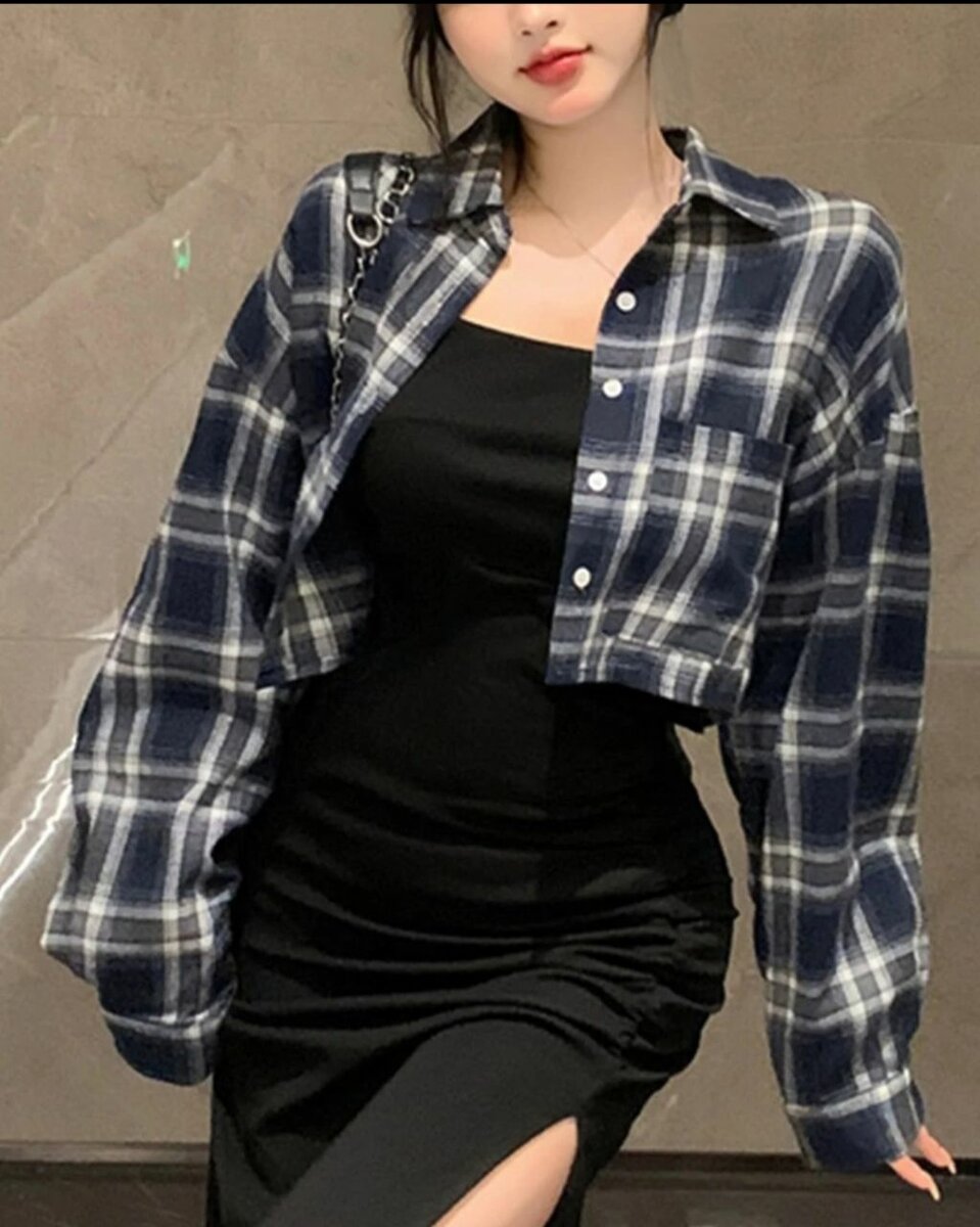 Chemise à carreaux courte