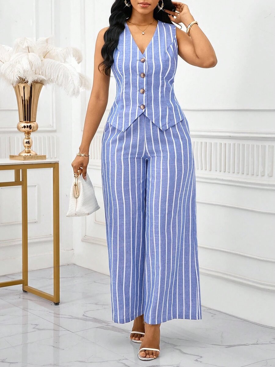 Ensemble pantalon rayé été