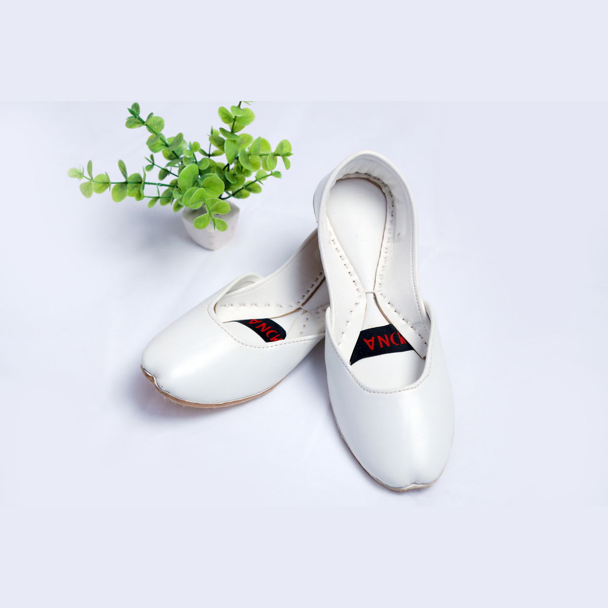 White plain Leather Khussa