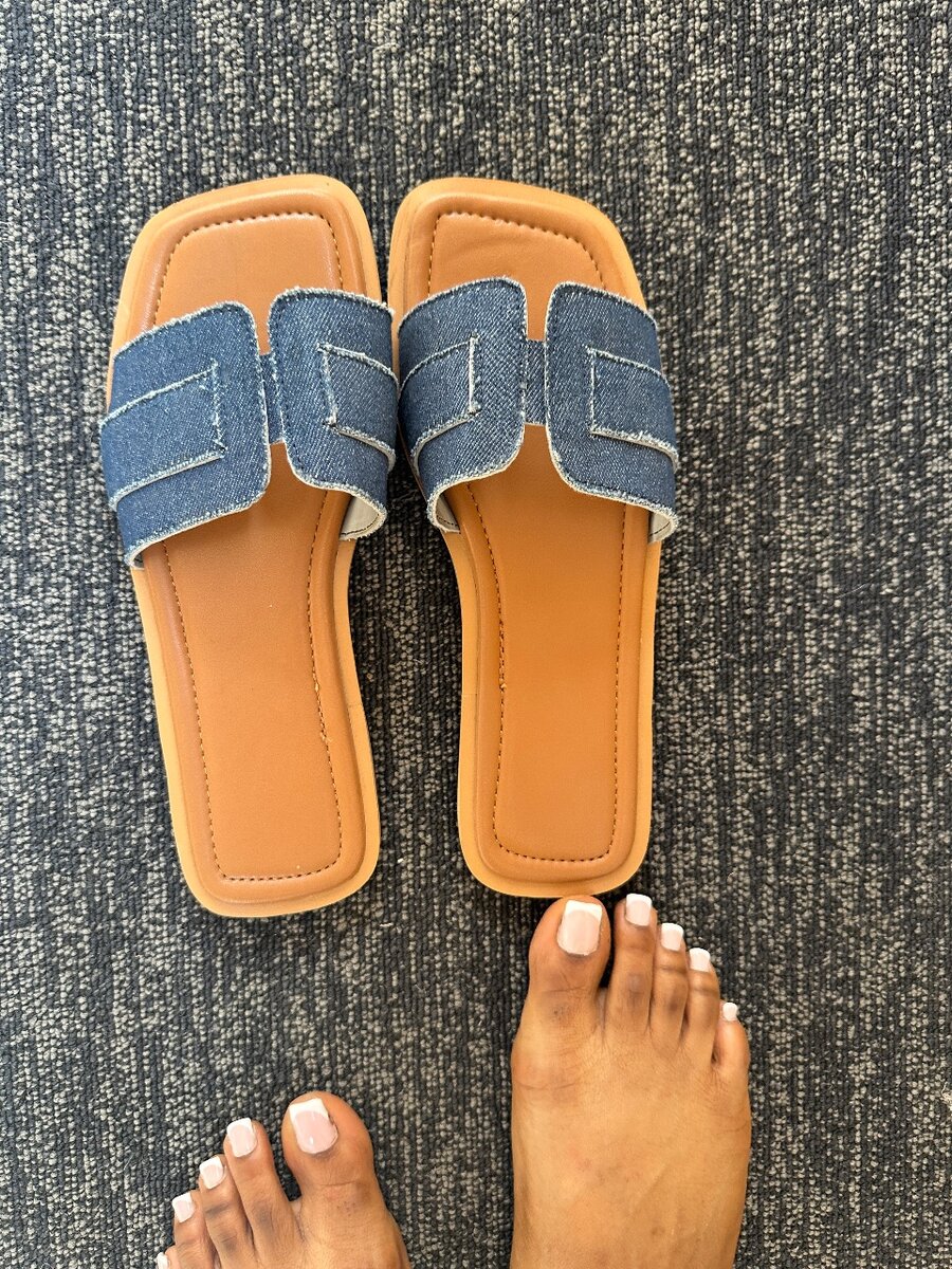 Denim slippers