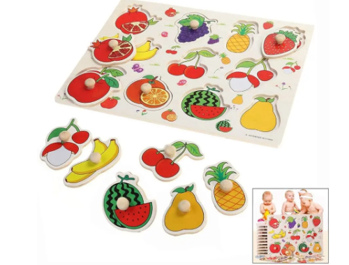 Wooden Fruits Puzzle Knob Board / 1yr+