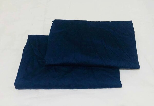 A set of dark blue fabric items,pillowcases or sheets.