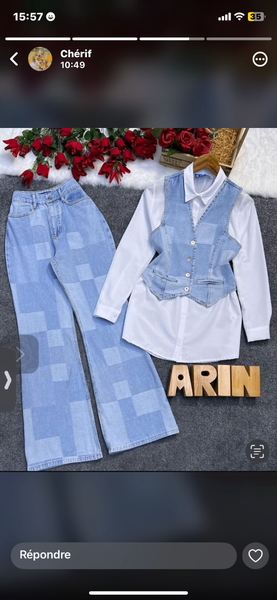 Ensemble Chemise et Gilet Denim