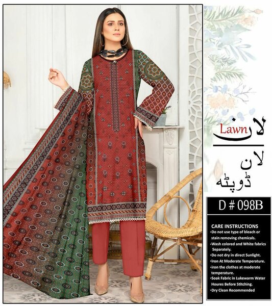 Printed lawn suit