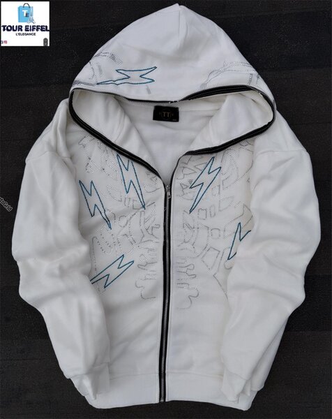 Veste à capuche blanche zippée