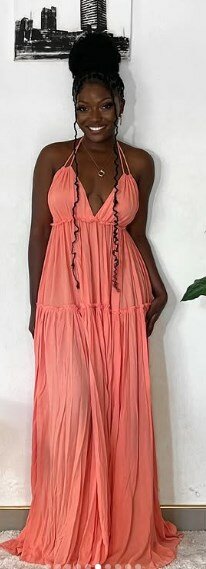Maxi dress, loose, pink