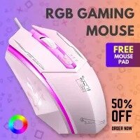 Puma RGB Wired Gaming Mouse with Free Mouse Pad – 4D Optical USB, Adjustable DPI, Ergonomic Design, Anti-Slip Grip, LED Lights, and Durable Cable for PC & Laptop Gaming