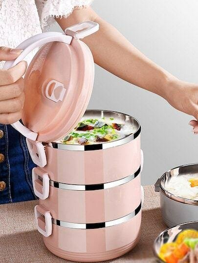 Boîte à lunch empilable rose