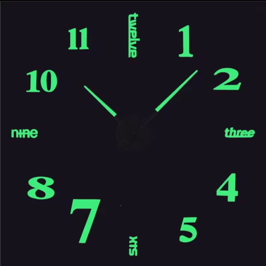Glow in dark 3d wall clock big