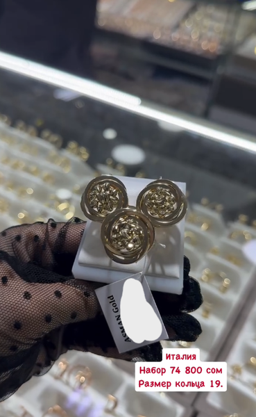 Золотой набор Италия, Размер кольца 19